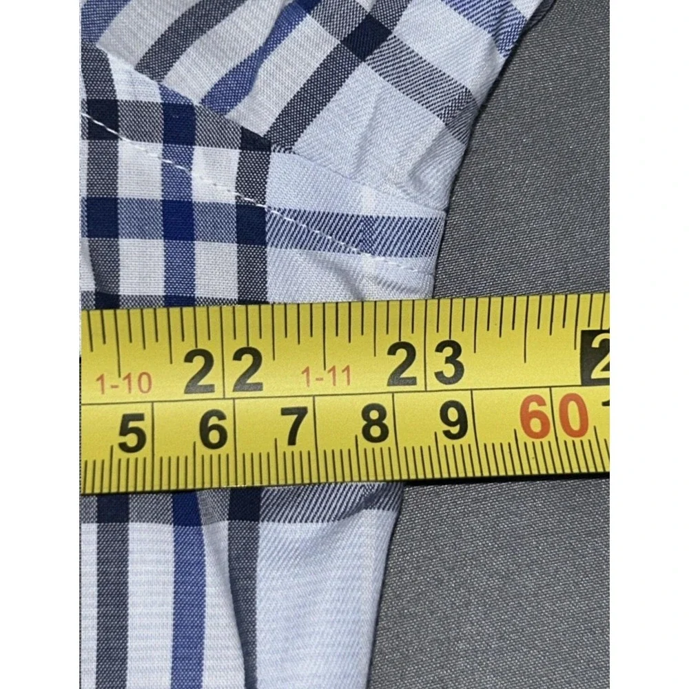 Banana Republic Dress Shirt Mens L Blue Plaid Slim Fit Non Iron Long Sleeve
